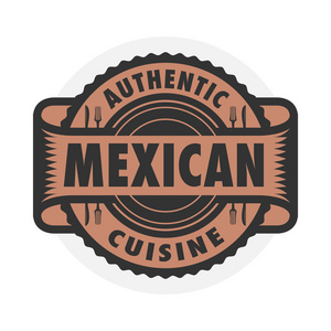 抽象的图章或标签与文本正宗的墨西哥菜
