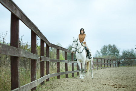 女骑师骑着马供电系统