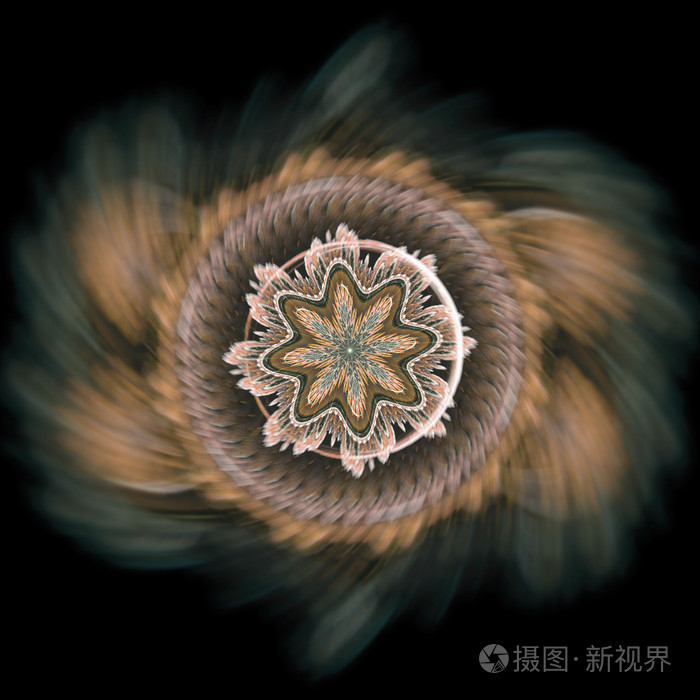 正确的彩色几何圆形分形结构像朵花.可视化的复杂方程