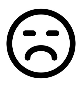 悲伤的笑脸粗线矢量图标图片