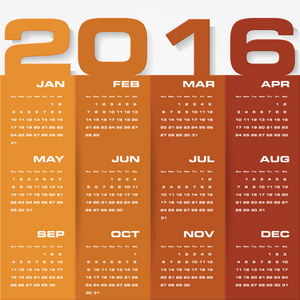简单设计日历 2016 年矢量设计模板