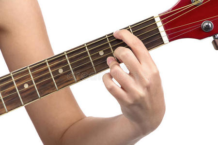 吉他上女人手指的图像