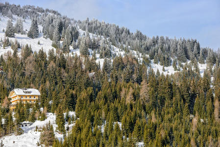 冬季奥地利阿尔卑斯山的酒店