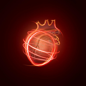 霓虹线构成的人的心脏形象
