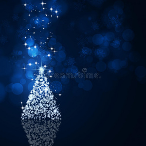 圣诞魔法树蓝色背景