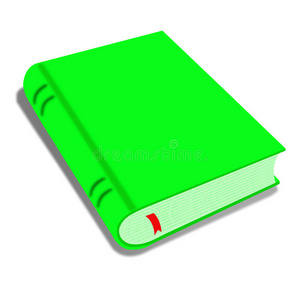 白纸上隔离的绿皮书/白色背景上隔离的卡通空白绿色封面书的插图照片