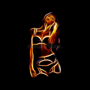 性感女人火辣剪影艺术品照片