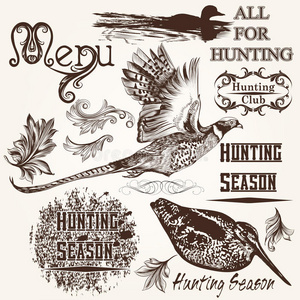 采集矢量手绘动物狩猎季节设计