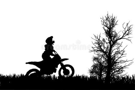 一个骑摩托车的男人的矢量剪影。