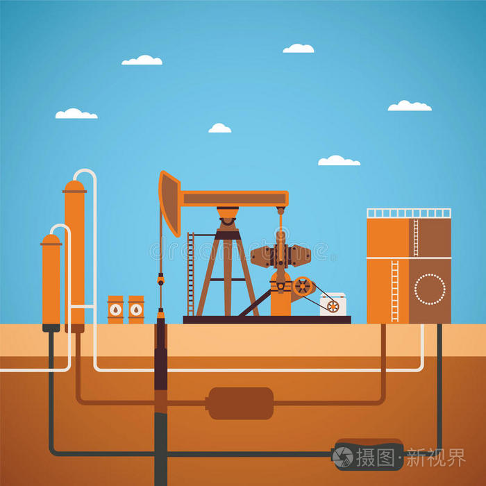 装备油井的矢量概念