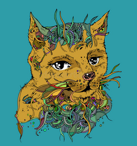 涂鸦猫素描矢量图