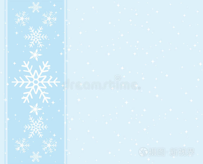 甜美的蓝色雪花圣诞背景。