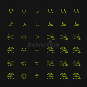 一套不同的平面矢量wifi和无线