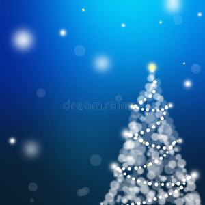 深蓝色背景圣诞树圣诞卡
