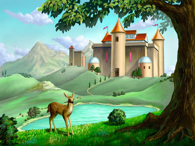 白色独角兽林地独角兽独角兽03白色独角兽神奇梦幻森林背景白色独角兽