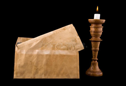 旧信件和蜡烛