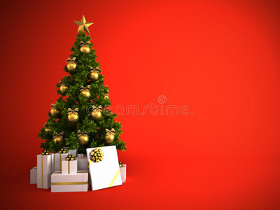 独立金色装饰圣诞树