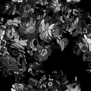 花卉图案无缝黑白花卉背景