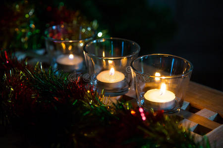 圣诞背景茶蜡烛