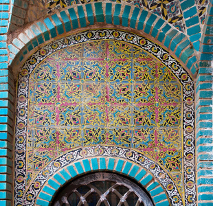 伊朗历史建筑旧瓷砖墙面图案