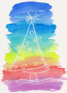 手绘彩色抽象圣诞树