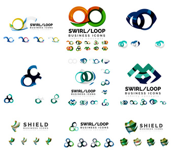 公司标识品牌设计一套 旋流分离在白色的无限循环概念图标