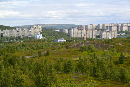 亩的城市居住小区的全景图片