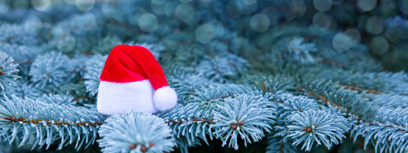 圣诞节背景和红色圣诞老人的帽子