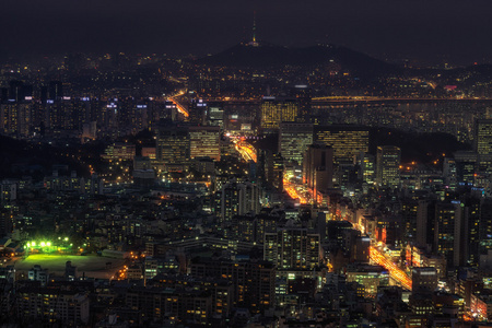 江南区和首尔夜景图片