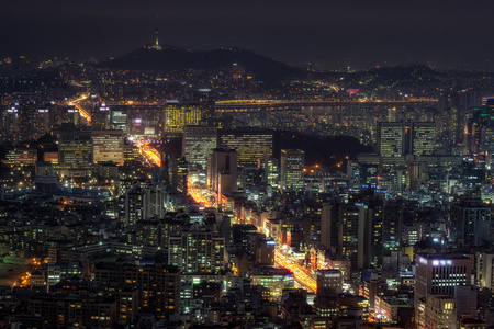 江南区和首尔夜景