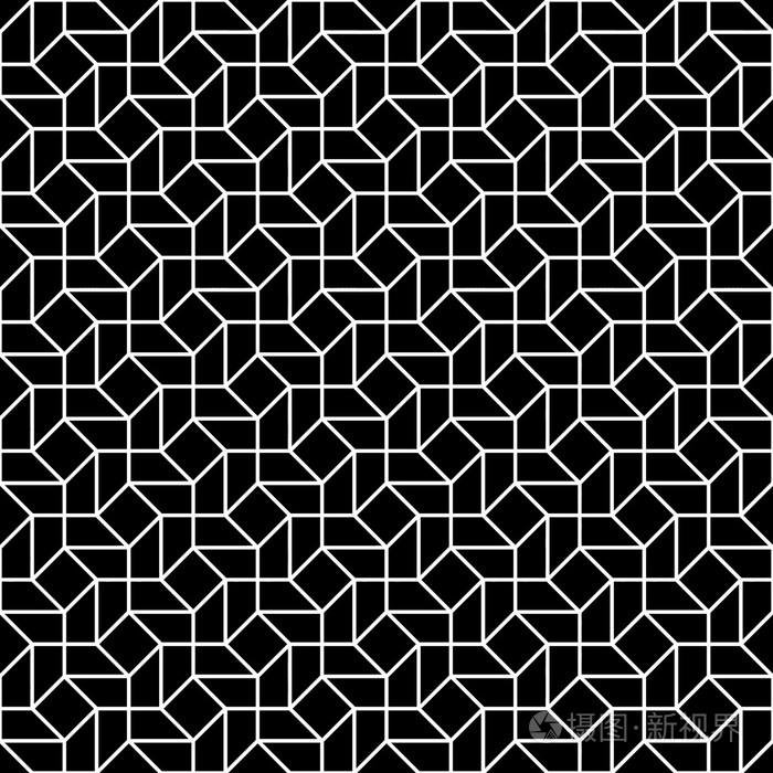 时髦时尚设计矢量现代无缝神圣几何图案 3d,黑色和白色抽象几何本景