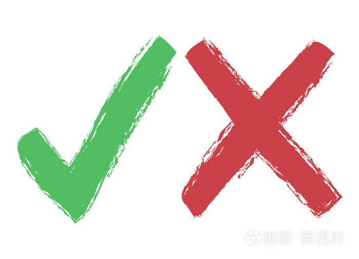 滴答和交叉图标,是没有符号绿色红色