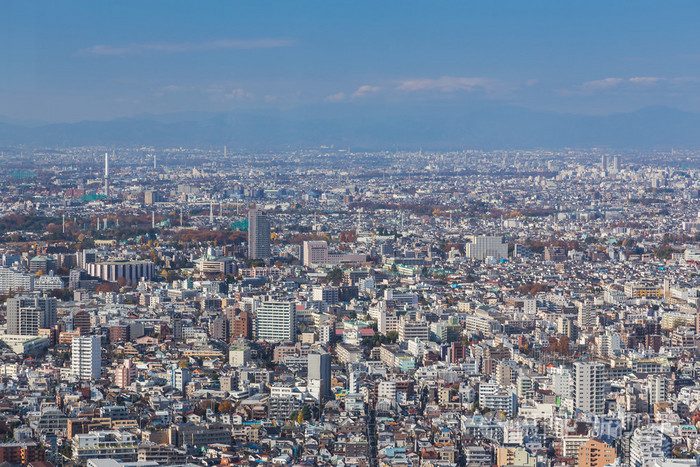 日本东京鸟瞰图的天际线