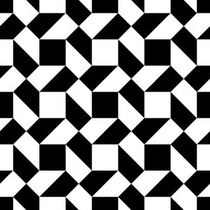 矢量现代无缝几何图案幻觉 黑色和白色抽象几何背景 枕头打印 单色复古纹理 时髦时尚设计