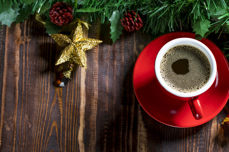 杯咖啡，圣诞装饰品