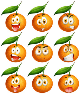 新鲜的橘子与面部表情图片