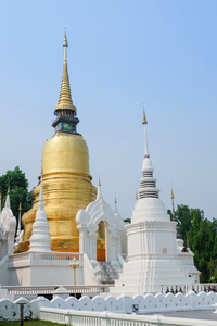 在扫管笏蒜牍寺，清迈，泰国大金塔