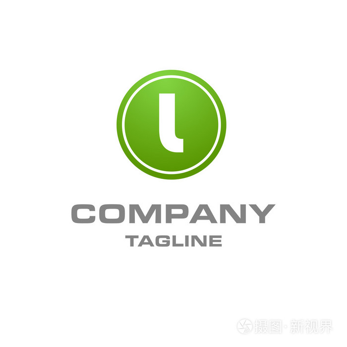 字母l 标志,创意的绿色符号