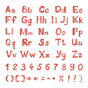 手绘制的字母和数字
