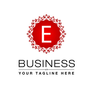 上的红色字母 E 商务标志设计