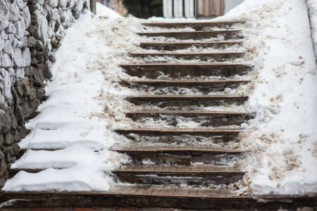 冬天滑的楼梯