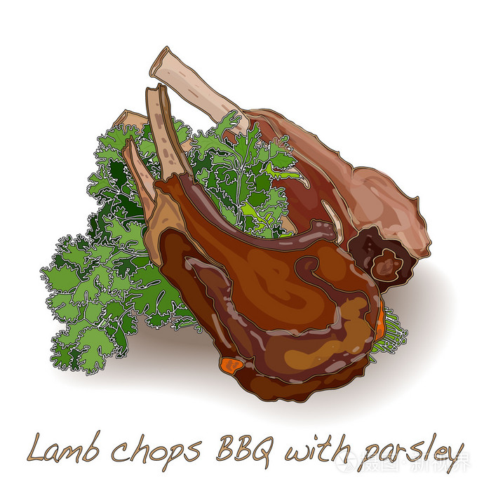 羊排烧烤孤立白色背景插画-正版商用图片1l6o05-摄图新视界