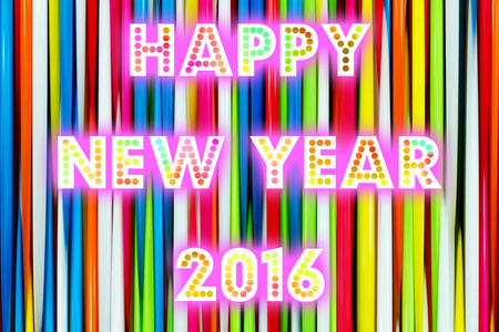 快乐新的一年 2016年字与五颜六色的装饰