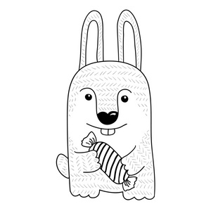 手绘贺卡为假期与有趣的兔子的图片