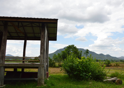 小屋在稻田中