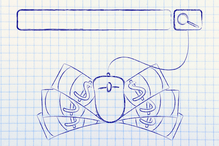 电脑鼠标和现金的 web 搜索栏