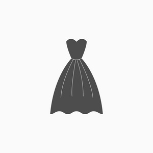 晚礼服和其他图标元素集设置的去壳矢量平面图标女人的裙子和裙子