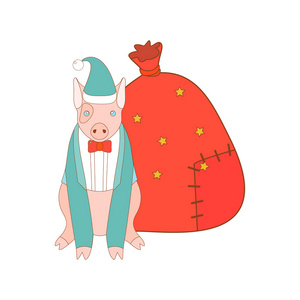 孤立的圣诞小猪