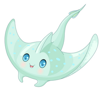 在白色的可爱魟鱼照片