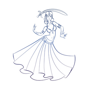 肚皮舞图手势素描线描照片